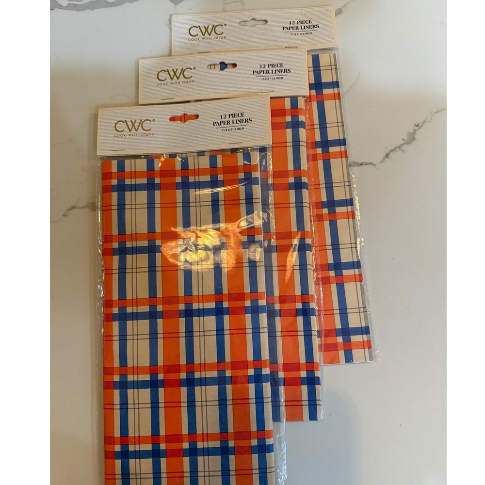 3pk Cook With Color Paper Liners 36ct Plaid Sandwich Wrap 11.8in Retail $15
